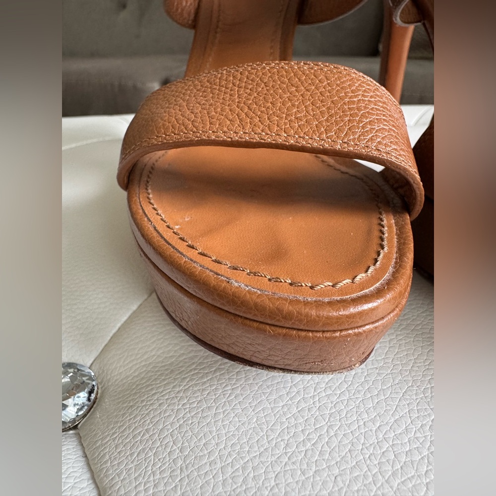 Louis Vuitton Horizon Leather Platform Sandal Heels Brown Cognac Size 38 Size 8 - Picture 13 of 17